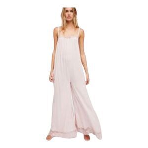 Free People Wide Leg Jumpsuit Light Pink Women’s Size S Boho Chic Sleeveless